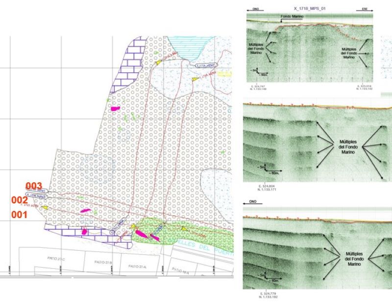 Geofisica Detección de Escombros Muelle Guanta Incostas